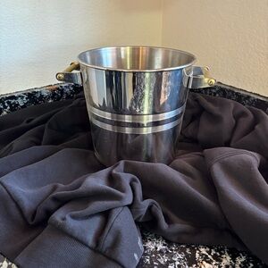 Stylish Silver Ice Bucket with Brass Accents